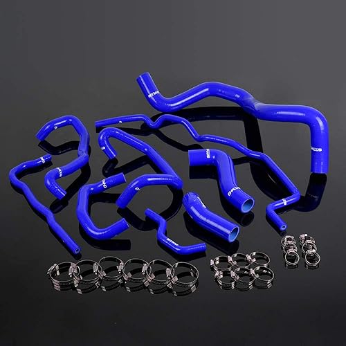 PIT66 Kit de manguera de radiador de silicona, compatible con Volkswagen Golf MK4 1.8T Turbo Blue 99-06 con abrazaderas
