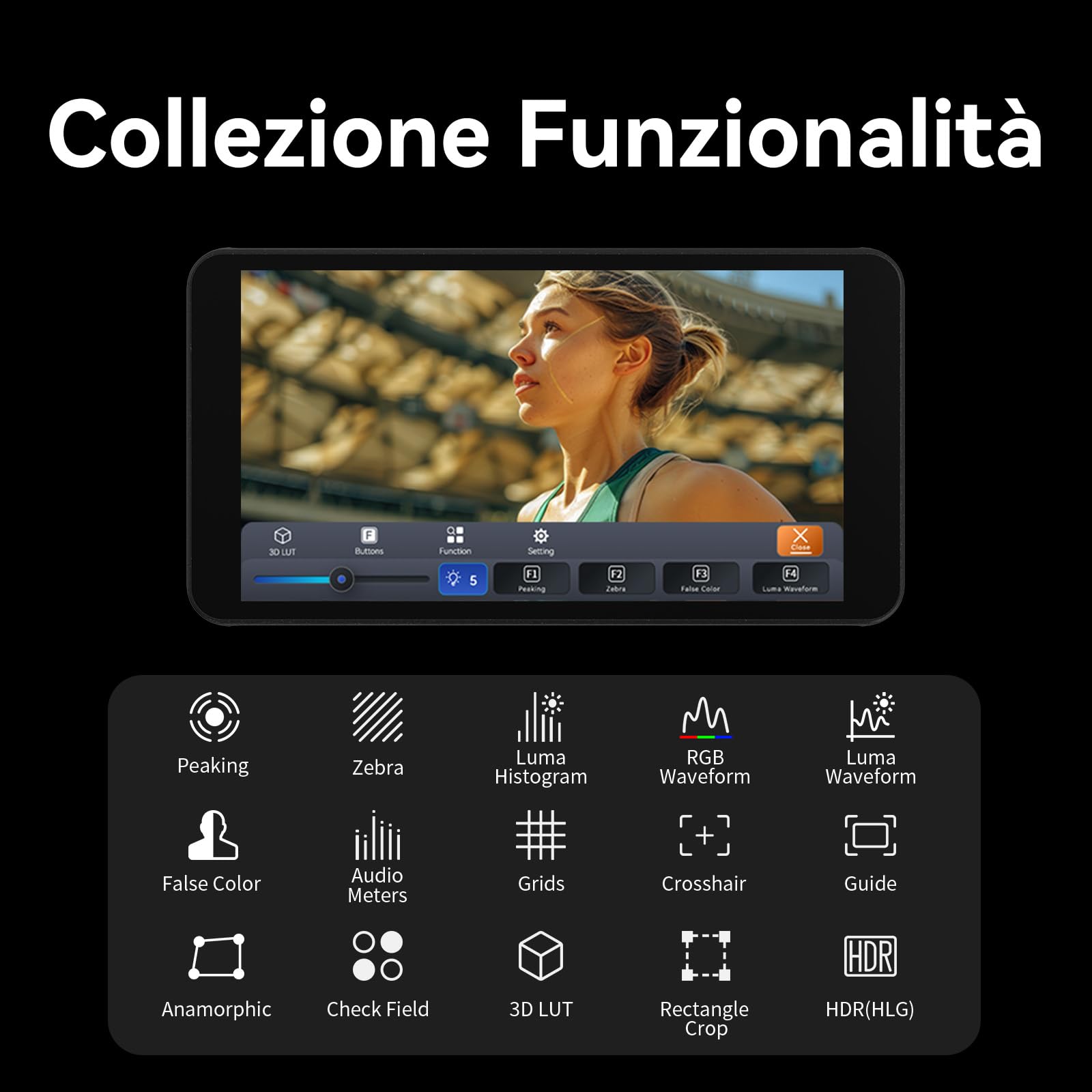 Portkeys PT5 II Monitor da Campo 5" Touchscreen MOVNORM OS 4K HDMI IN/Out con 3D LUT Luma/RGB Waveform Monitor Video Assist Full HD per Fotocamere Reflex e Mirrorless
