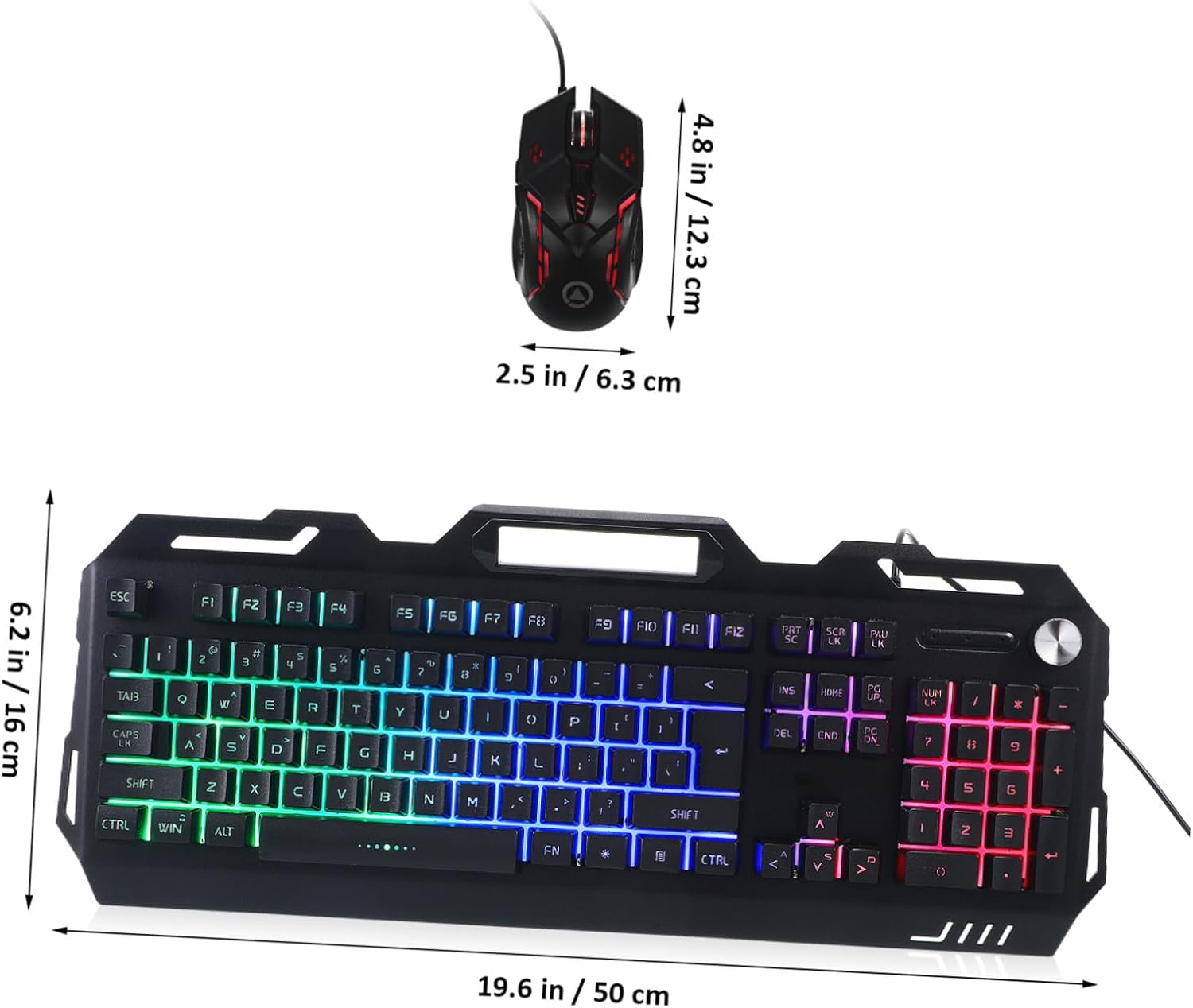 Operitacx Metal Mechanical Gaming Keyboard and Mouse with Pad Wired Combo with Scratch-Resistant Panel Ergonomic Design for Gaming and Office Use