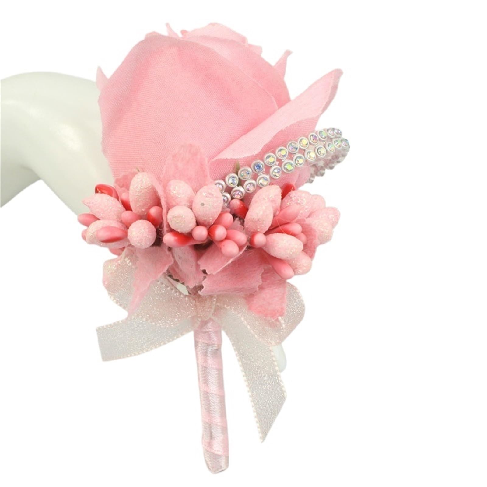 WTAXBH Corsages for Weddings 2pcs Wedding Corsages And Boutonnieres Artificial Roses Silk Groom Boutonniere Flower Groomsman Buttonhole(PInk 2)