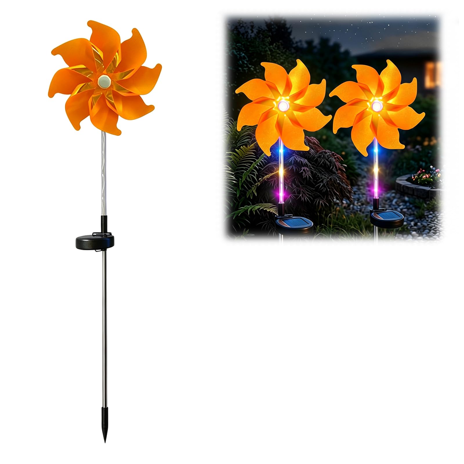 LZTET Solar Rainbow Pinwheel Light,LED Windmill Stake