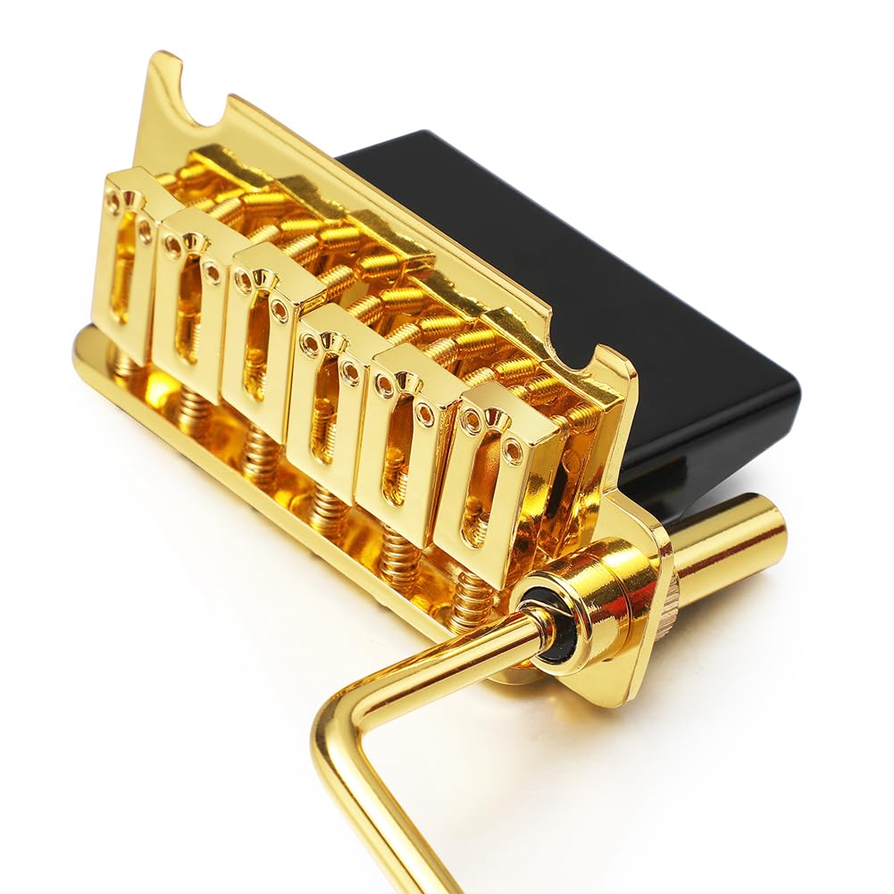 HTU Most 10,5 mm do gitary elektrycznej, 2-punktowy mostek remolo, mostek Hardtail (złoty)