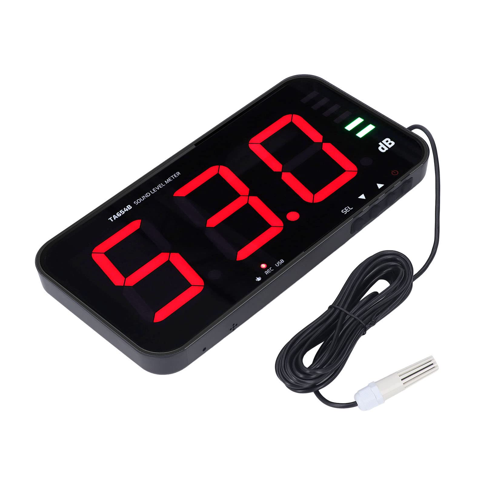 LiebeWH Decibel Meter 30db-130 Db DC5V 1A Digital Schallpegelmessgerät mit Großer LCD-Anzeige-Micro-USB-Grenzfläche für die Rauschmessung