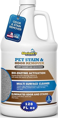 Sheiner's Pet Urine Enzyme Cleaner & Pet Stain & Odor Remover, Advanced Enzymatic Cleaner Solution for Carpets, Rugs, Up