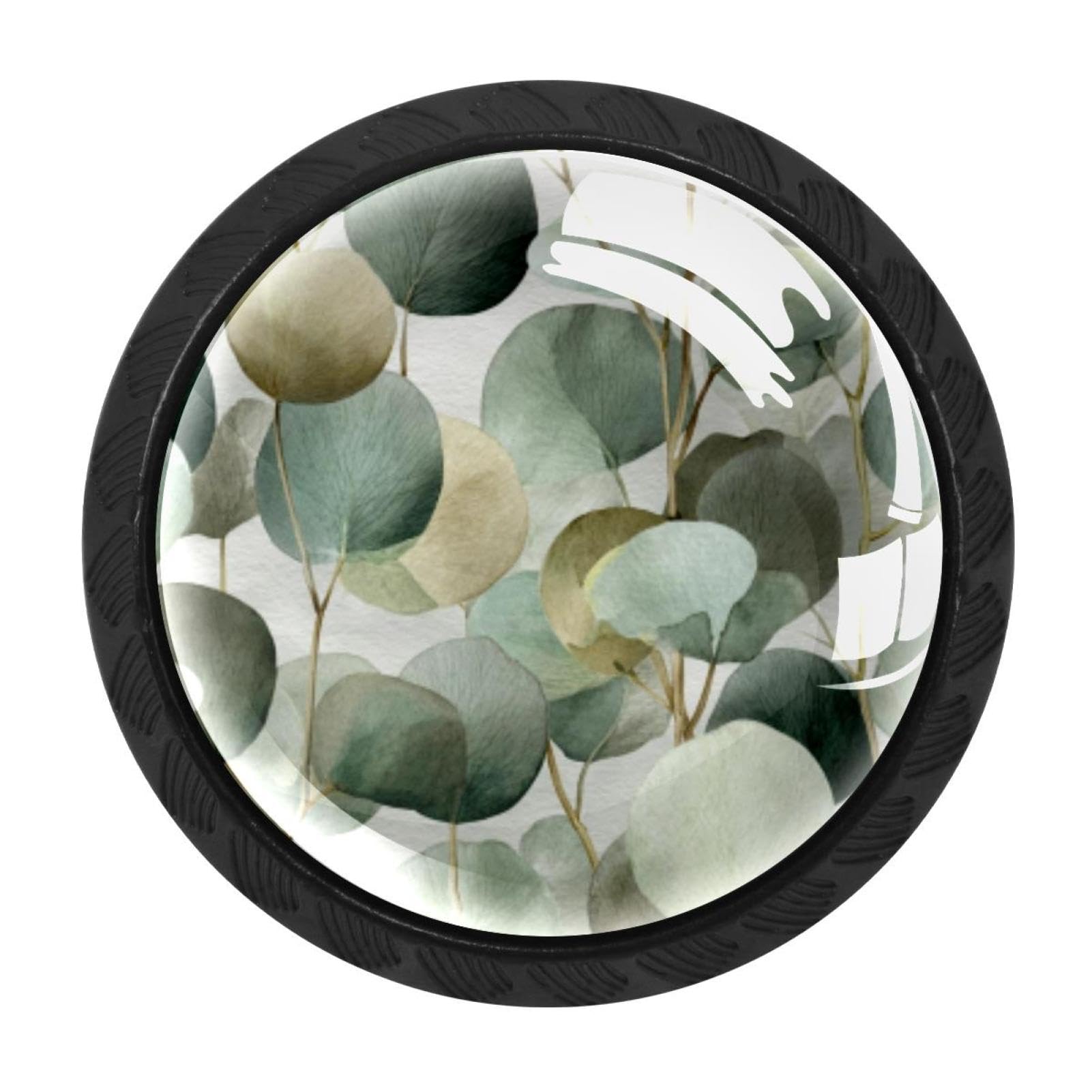 CHENZZZZ 4 Pack Watercolor Eucalyptus Green Gray Sage to (2) Drawer Knob Cabinet Hardware