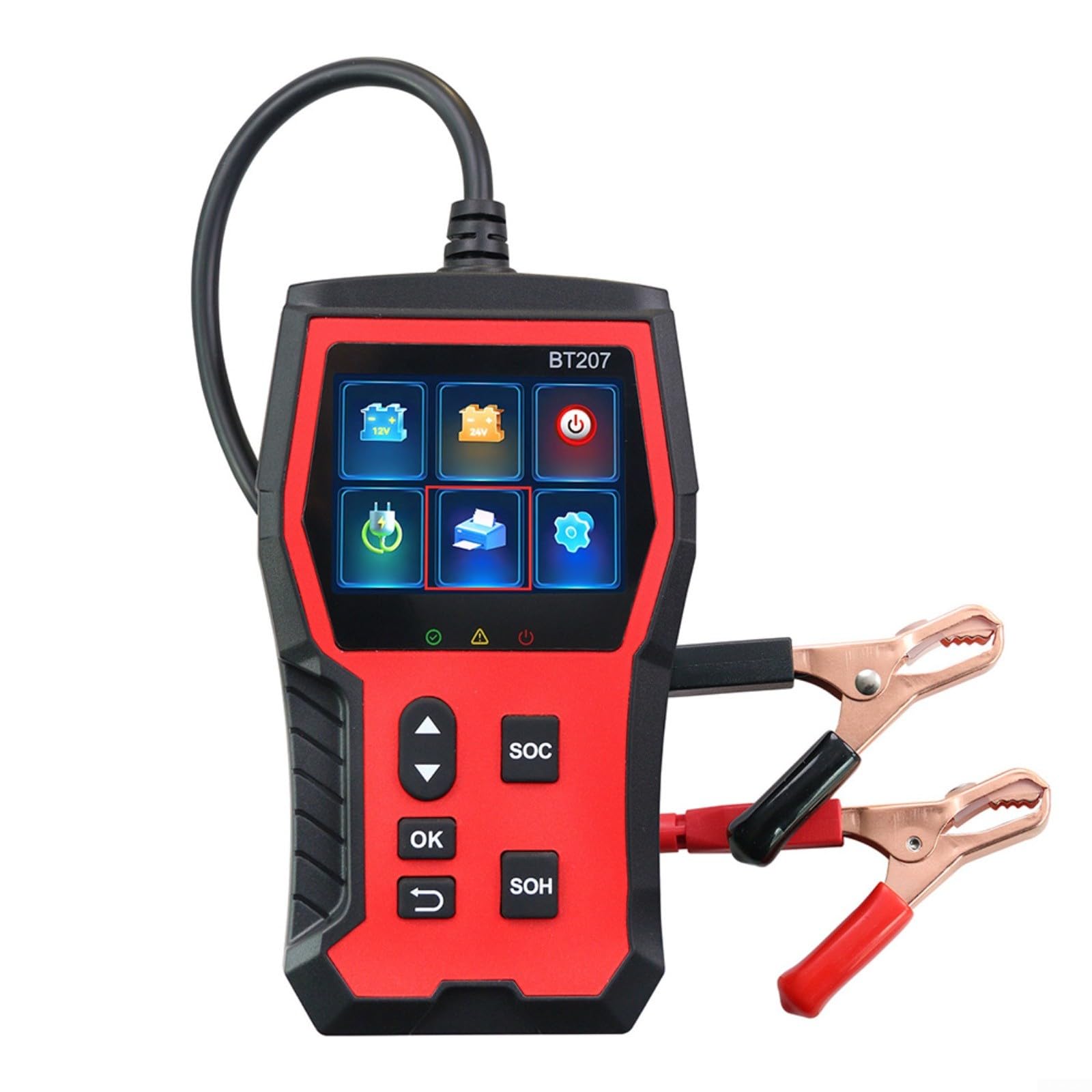 Probador de batería de coche BT207 de 12V 24V para camiones y barcos con sistema inteligente rojo