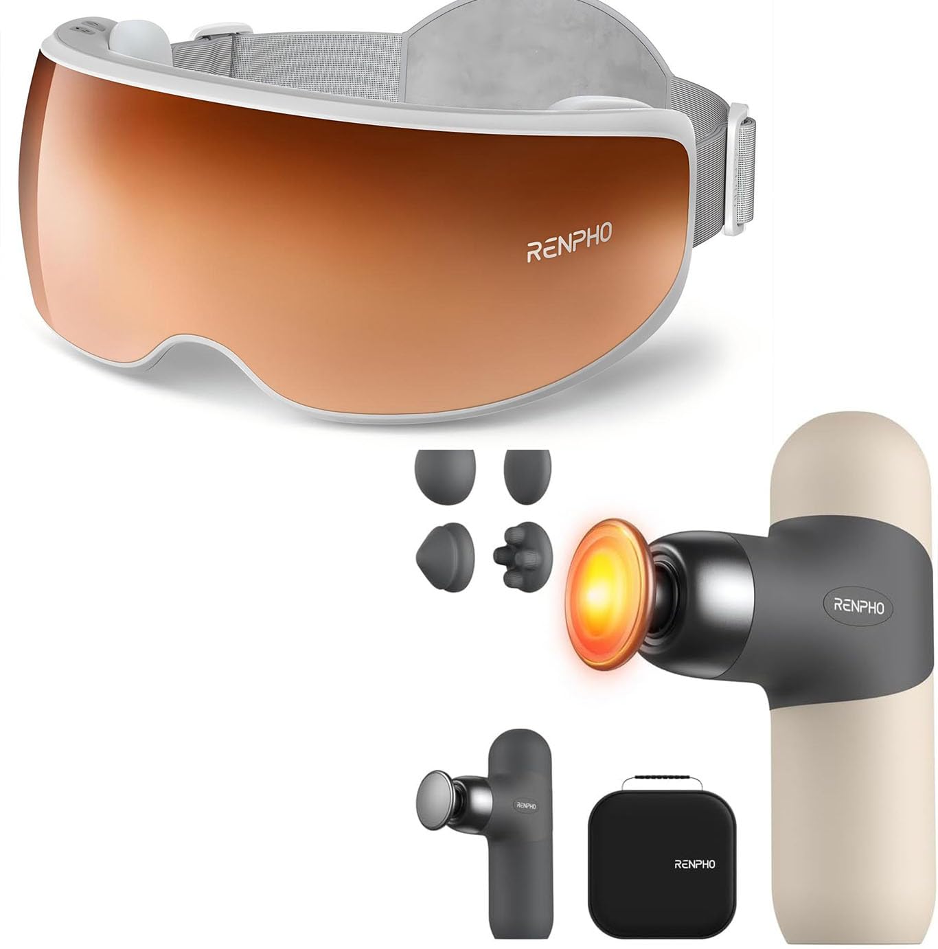 RENPHO Eyeris Calina Eye Temple Massager for Migraines Mini Thermal Massage Gun with Heat