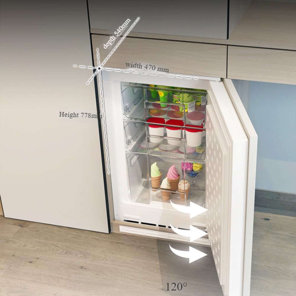Congelador horizontal totalmente integrado de 65 L, refrigerador oculto de tamaño completo con congelador, refrigerador para garaje, profundidad estándar, acero inoxidable, funciones de congelación y