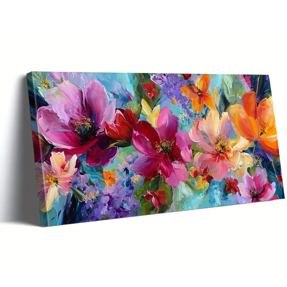 AEFOUU Canvas Wall Art Print Luxurious Floral Canvas Paintings Modern Artwork Classic Poster Decor Pictures for Living Room(45x90cm/18x36in/Frameless)