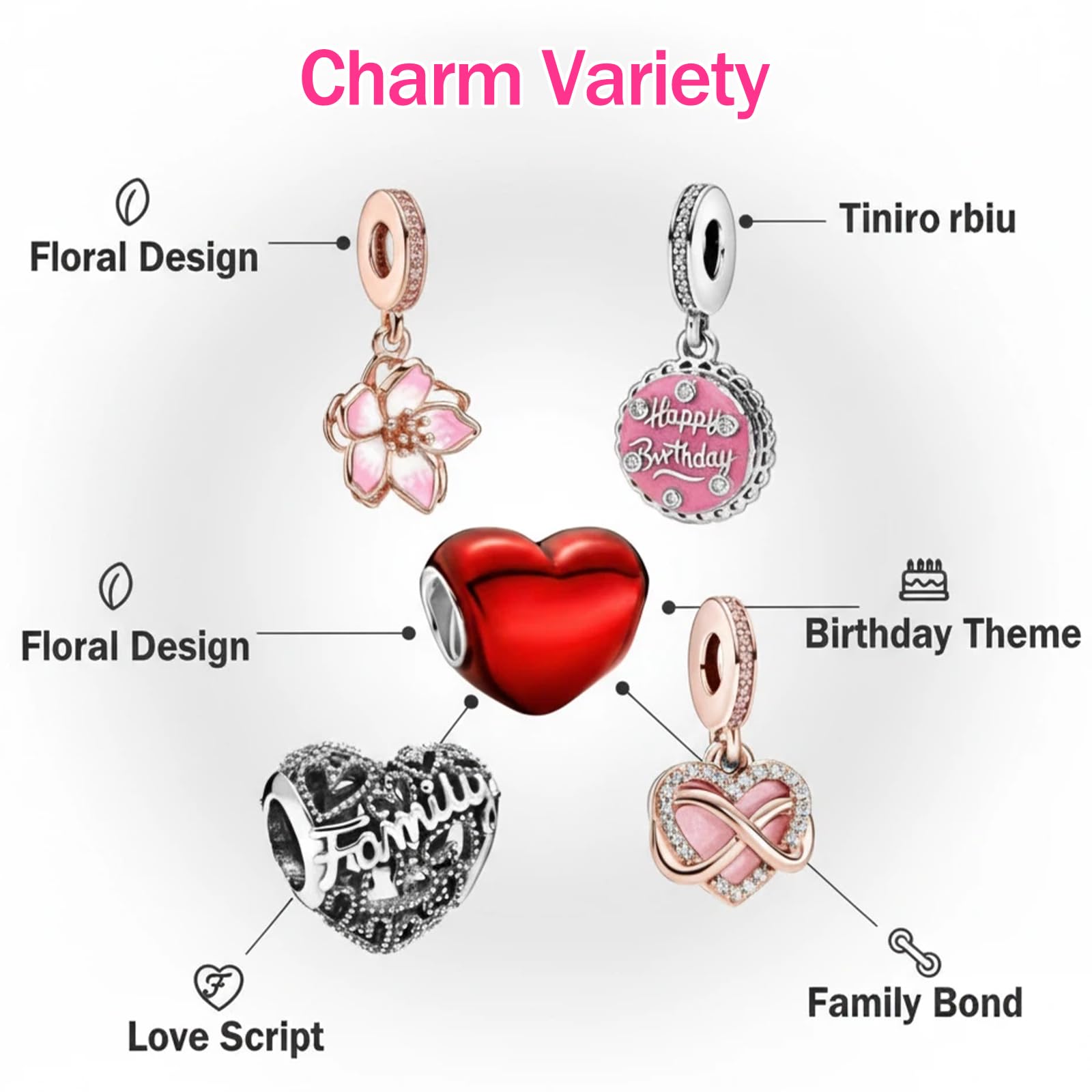 10 szt. Charms Charms Beads Women's Jewelry Compatible with European Bracelet Necklace Gift Charms for Christmas Birthday Women Family Friends Mama Teens Girls