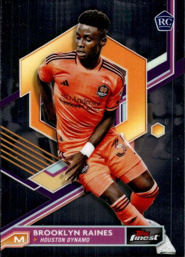 2023 TOPPS FINEST MLS #77 BROOKLYN RAINES RC HOUSTON DYNAMO SOCCER OFFICIAL TRADING CARD OF MLS