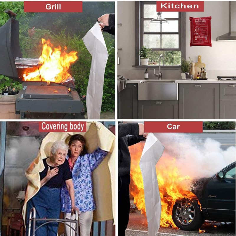 Fire Blanket: Essential Emergency Survival Safety Tool for Flame Suppression, 100% Fiberglass, Life-Saving Gear for Home, Kitchen, Camping, Car, and Office (39.3" x 39.3" Inches) - Image 3