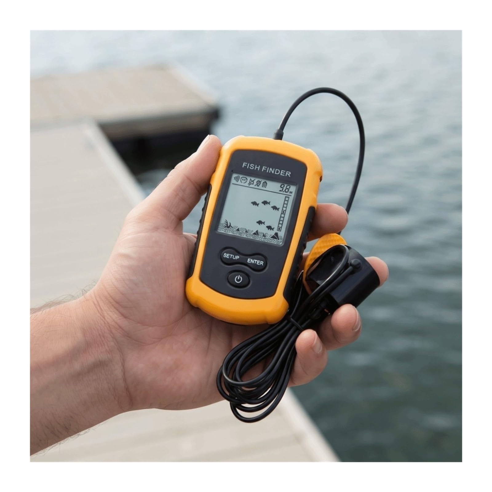 Ecoscandaglio, Ecoscandaglio portatile per pesci con schermo LCD, ecoscandaglio calcinabile per