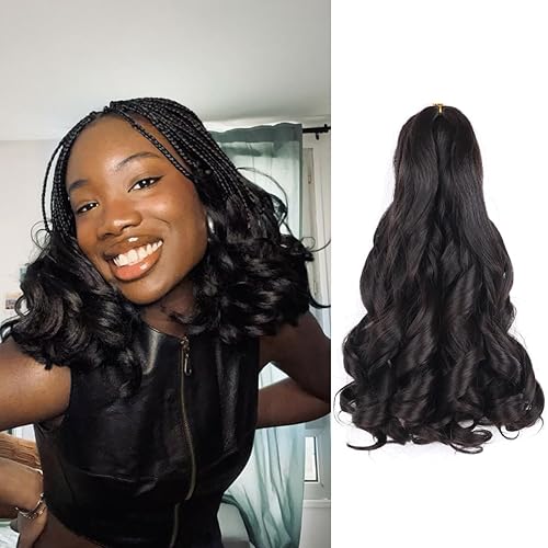 Cabello rizado francés trenzado color 2 Bob de 10 pulgadas, cabello rizado francés trenzado preestirado, ondulado con extremos rizados, cabello