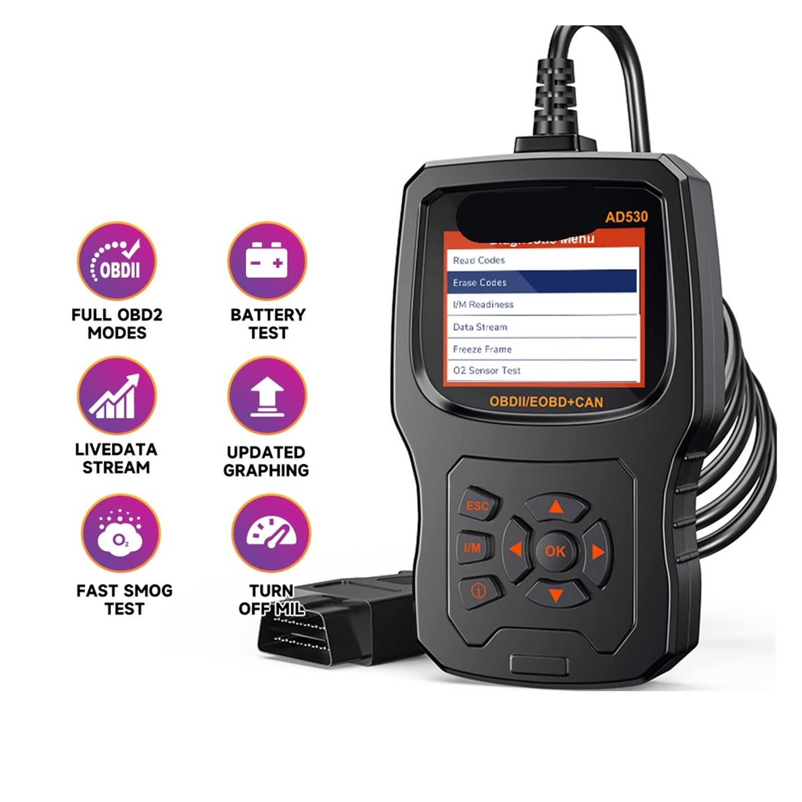 Profesjonalny czytnik kodów samochodowych OBD2, tester akumulatorów, check engine, OBD 2 Car Narzędzie diagnostyczne