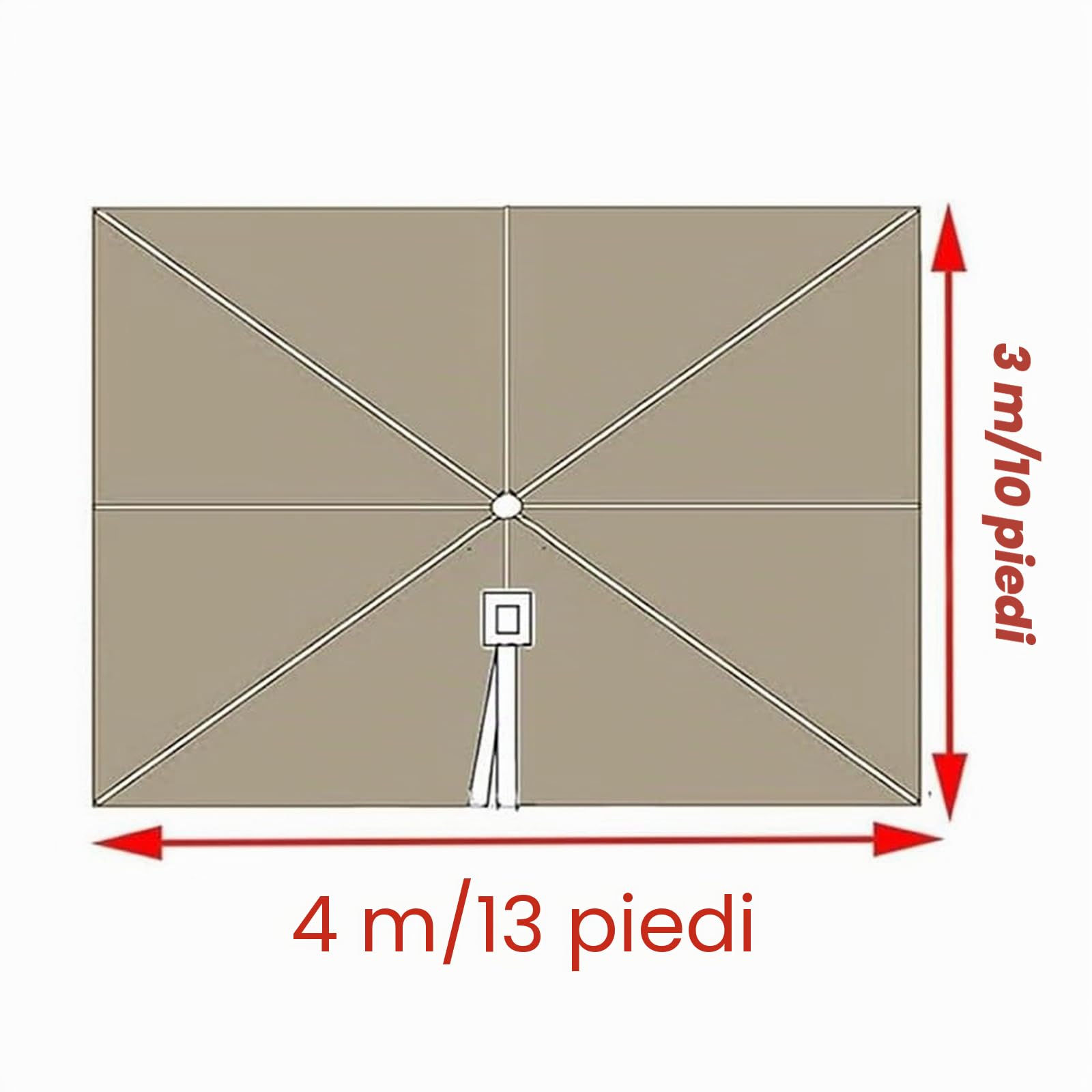Telo Ombrellone Ricambio 2.5x2.5/3x3/4x3m, Per Ombrellone 8 Stecche, Impermeabile E Resistente Sbiadimento, Giardino Terrazza (Solo Telo)(Beige,4x3m (13x10ft))