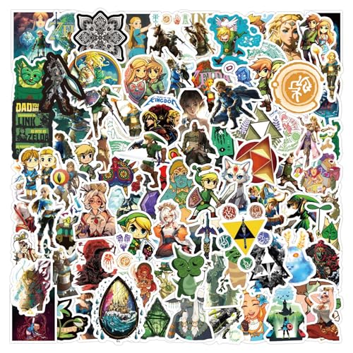JSYAVG 120pcs The Legend of Zelda: Tears of The Kingdom Stickers for Girls Kids Teens Adult Waterproof Vinyl Decal for Water Bottle Skateboard Guitar Travel Case Bike Laptop Car Bumper Luggage Phone