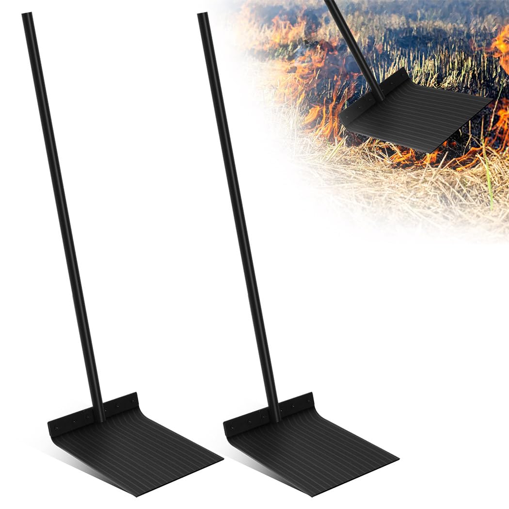 2 Pcs Fire Swatter Flapper with 55" Heavy Duty Steel Handle