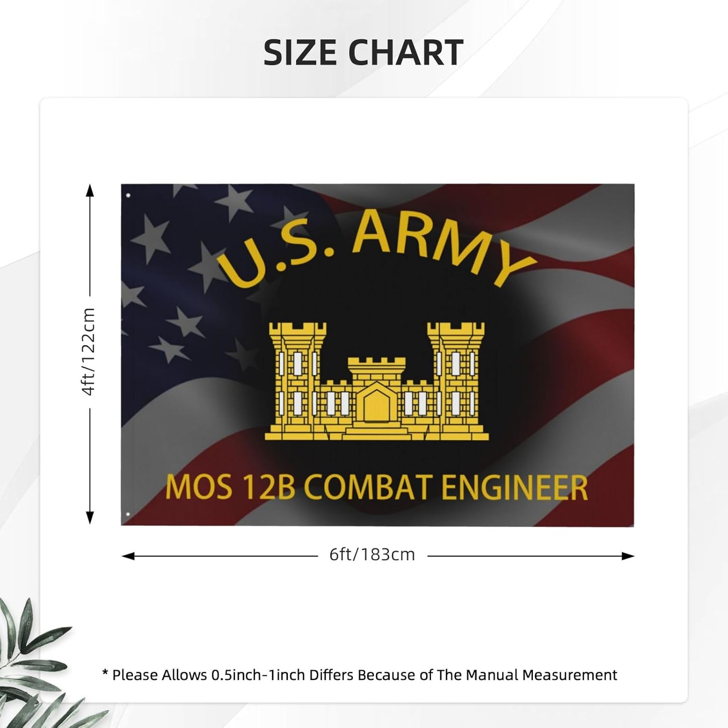 Us Mos 12b Combat Engineer Veteran Premium 3ply Double-Sided 4x6FT Outdoor Flag: Indoors & Outdoors, All in One