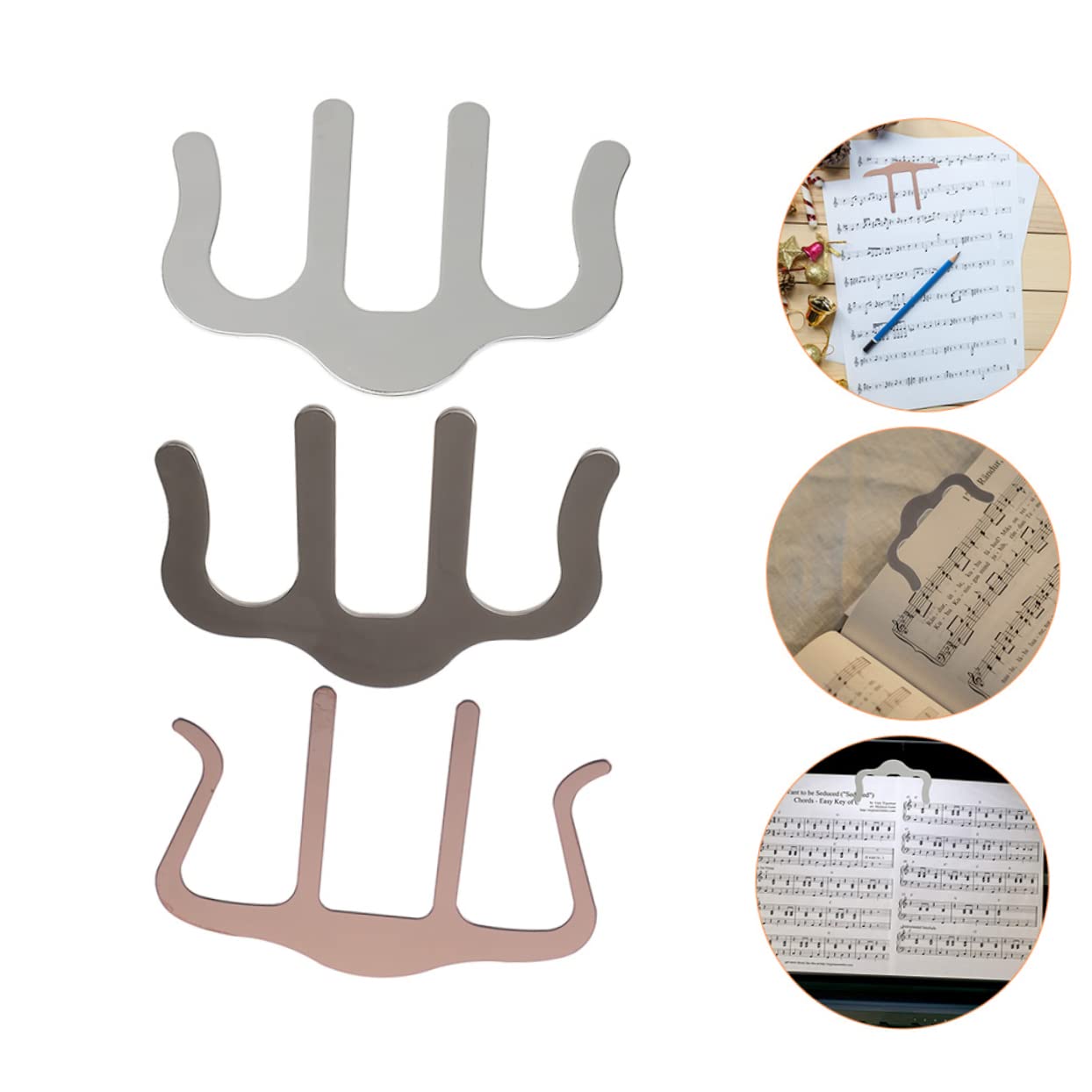 TOYANDONA 9pezzi Clip Porta Spartiti Musicali Per Chitarra e Pianoforte Supporto Per Pagina Di Musica Facile Da Usare e Portatile e Cromo