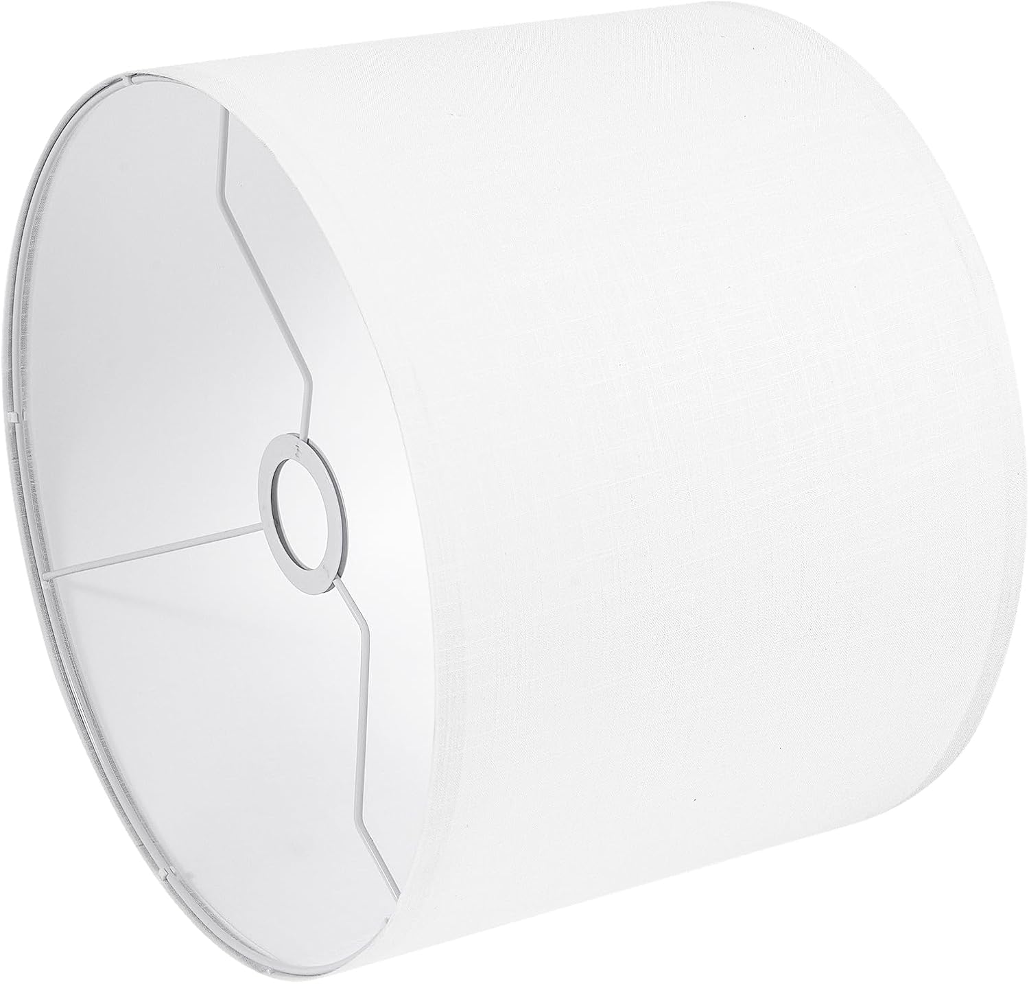 White Lamp Shade, Large Drum Lampshade 13" Top x 13" Bottom x 11" High (Spider), Replacement Lamp Shade Natural Linen Hand Crafted for Table Lamps Floor Lamps Chandelier Lamp, Easy Assembly Required