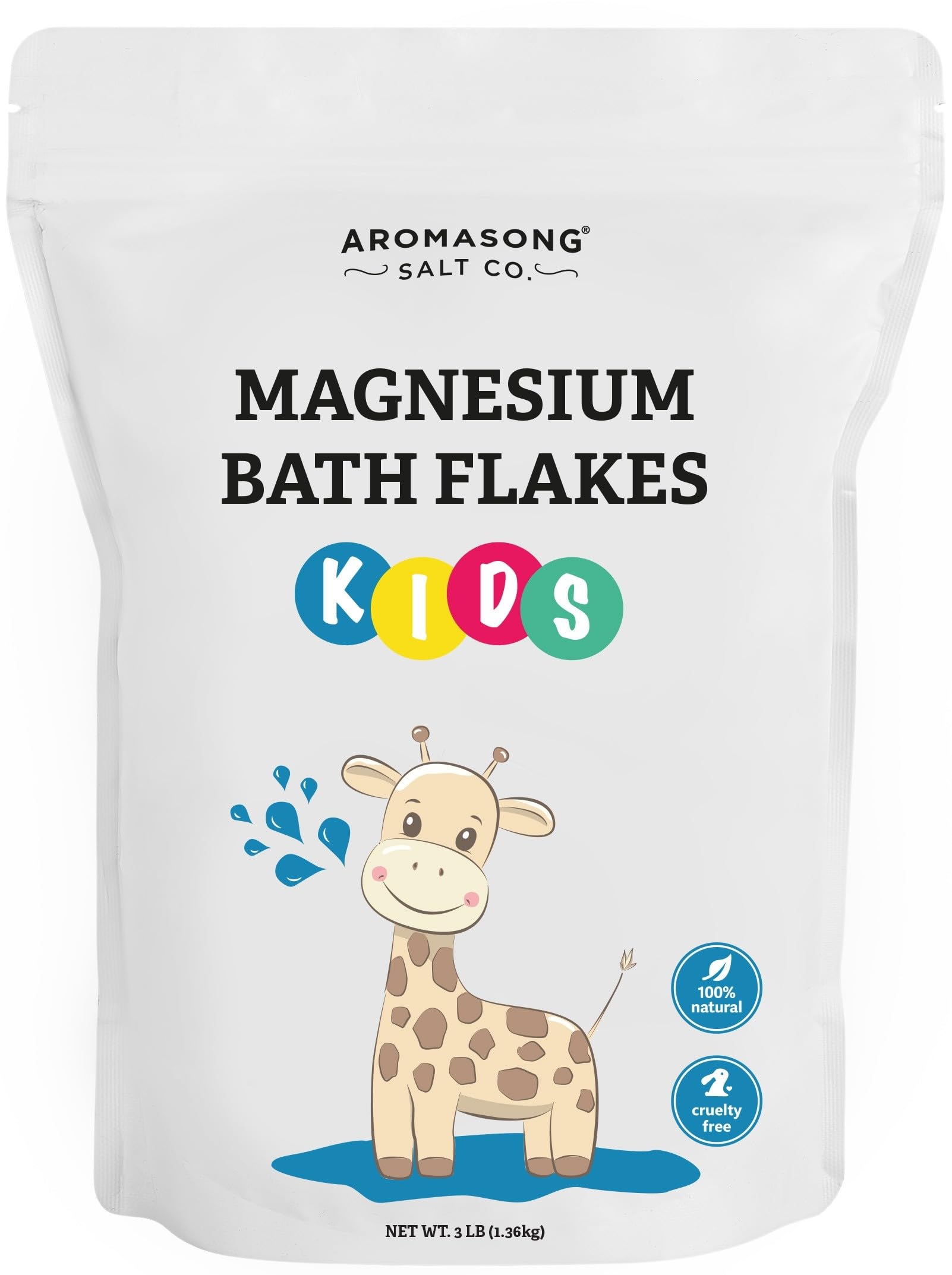 Aromasong Magnesium Flakes for Kids Bath 3 LB Resealable Bag Pure Dead Sea Salt Bath Flakes for Kids