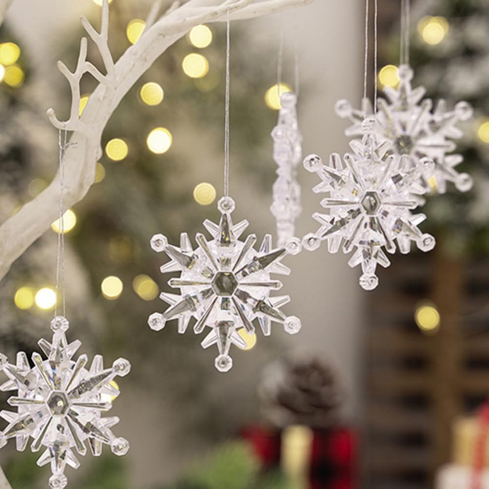 MILISTEN 6 Piezas De Adornos De De Nieve para Decoración De Árbol De Navidad: Colgante De Árbol De De Nieve De Acrílico Transparente con Cuerda para Suministros De Fiesta De Año