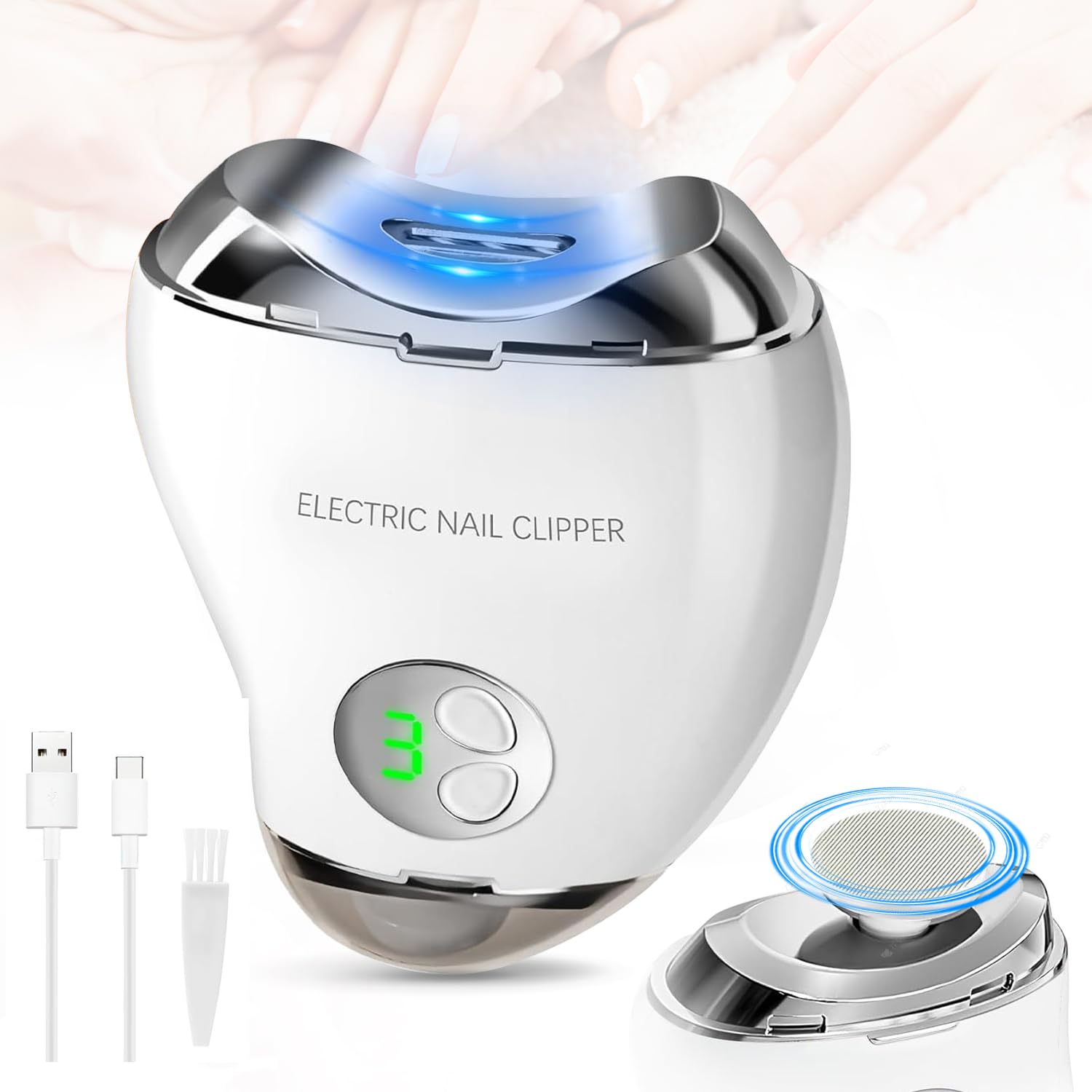 Electric Nail Clipper,3 Speeds Electric Automatic Nail Clipper with LCD Digital Display,Safety Electric Trimmer for Baby Seniors and Adult