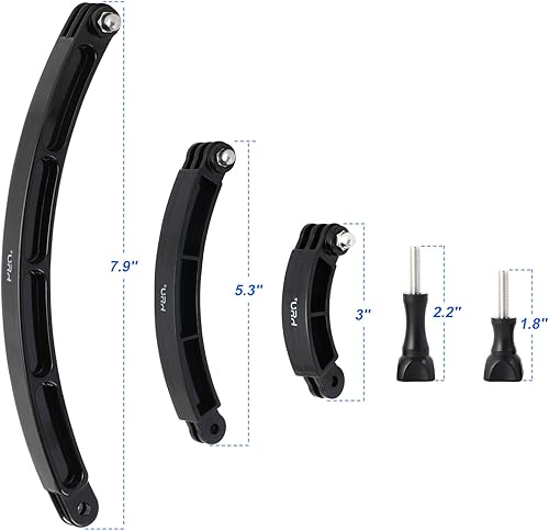 Miniatura 6 de HSU Bolsa de agarre con adaptador básico y kit de brazo de extensión curvado 3 en 1 para GoPro Hero 111098765 Negro, Sesión 54, DJI Osmo Action y más