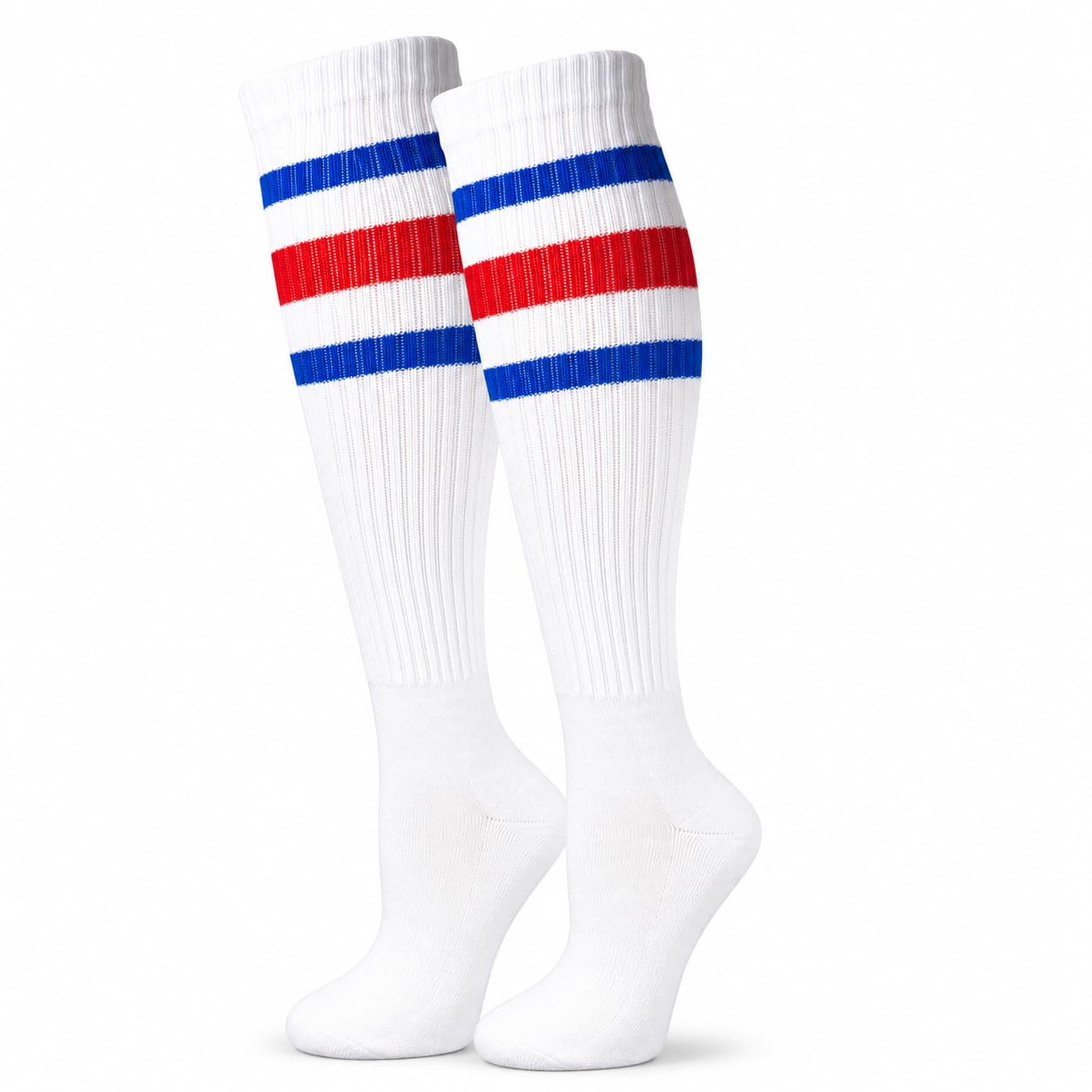 Premium Striped Adult Knee High Tall Athletic Skater Tube Socks