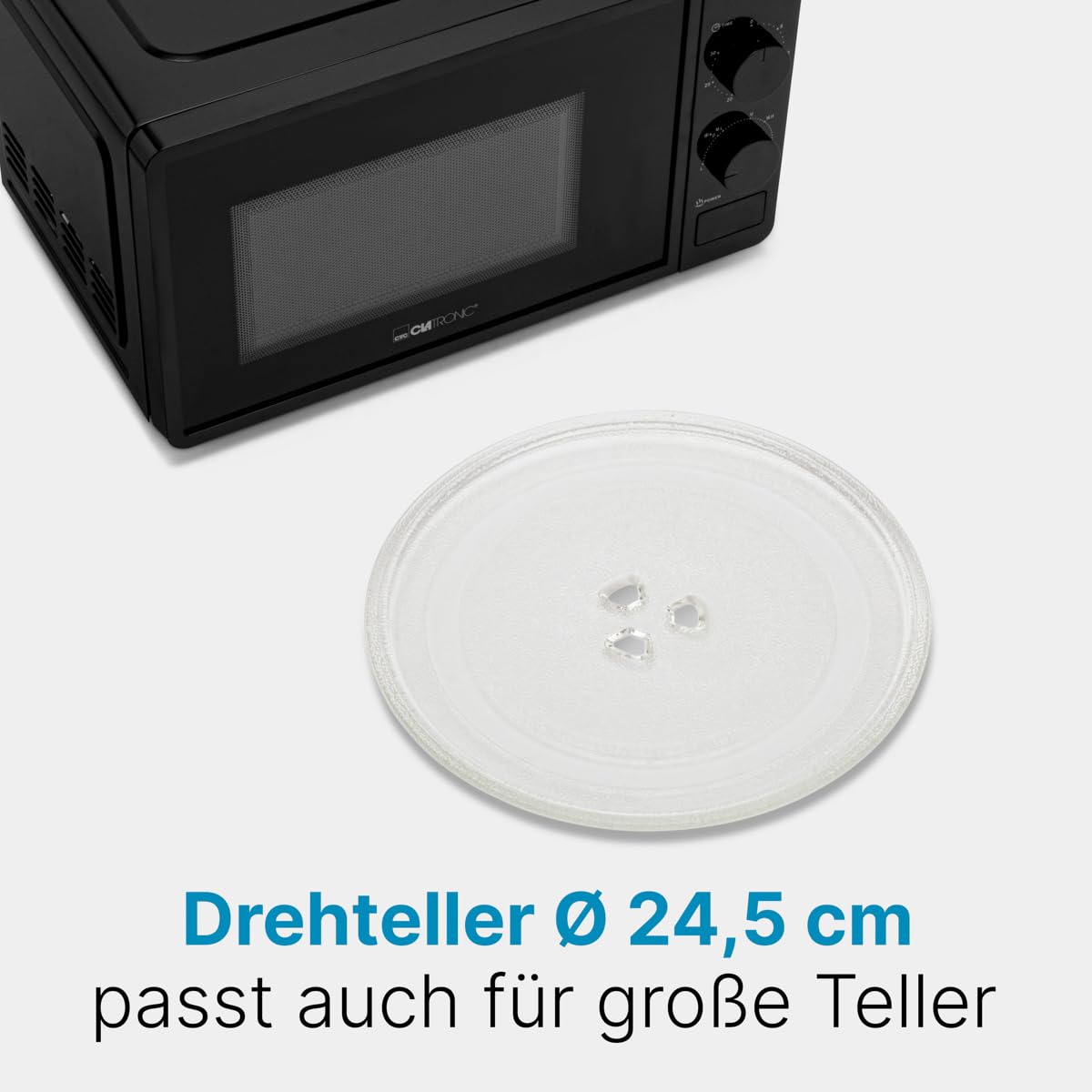 Clatronic® Mikrowelle | 700 Watt | 6 Stufen | 20 Liter Garraum | 360° Drehteller | Timer mit Endsignal | Microwelle | Microwellengerät | MW 791 schwarz