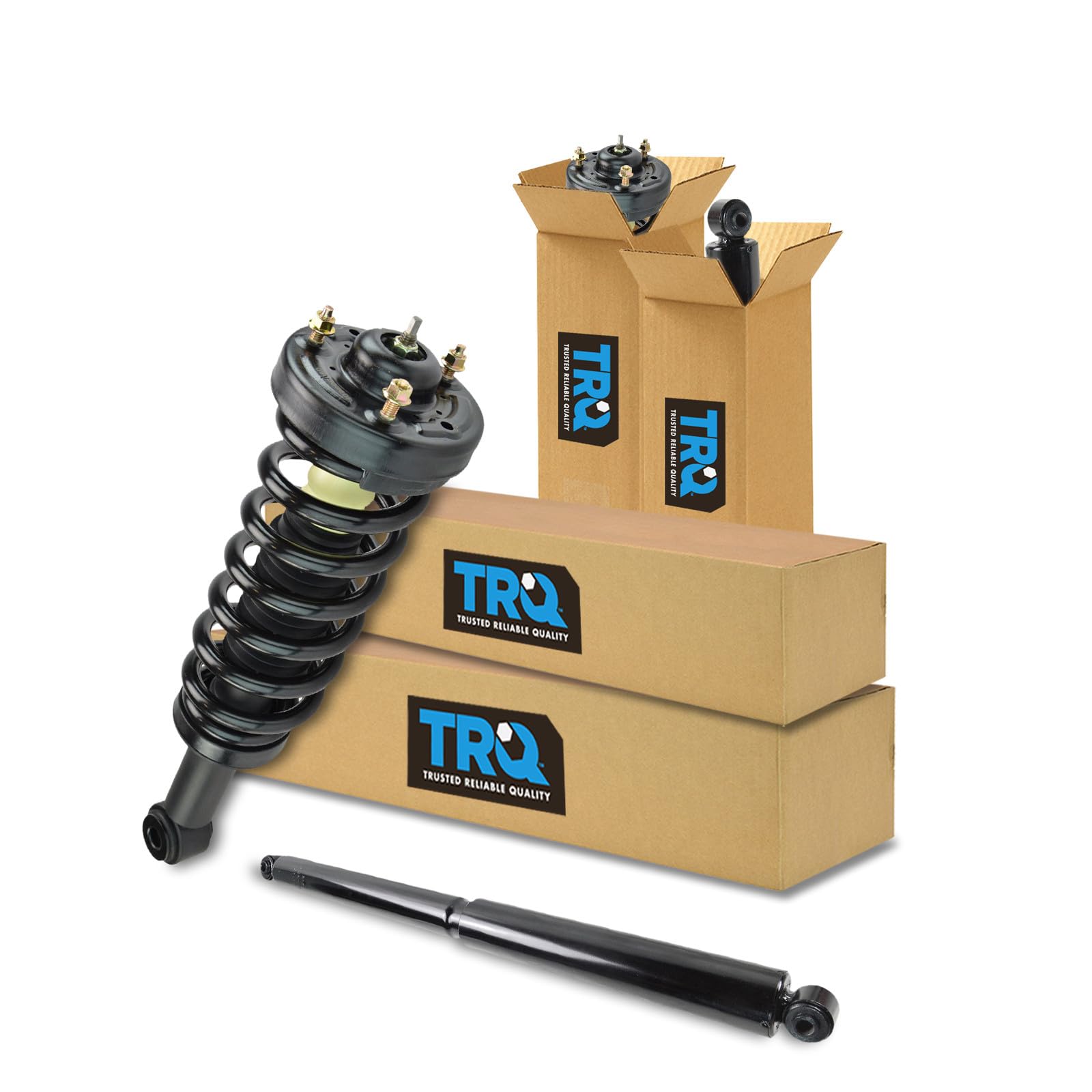 TRQ Front and Rear Complete Strut Assembly &amp; Shock Absorber Kit Complete Strut &amp; Coil Spring Assembly Compatible with 2009-2013 Ford F-150