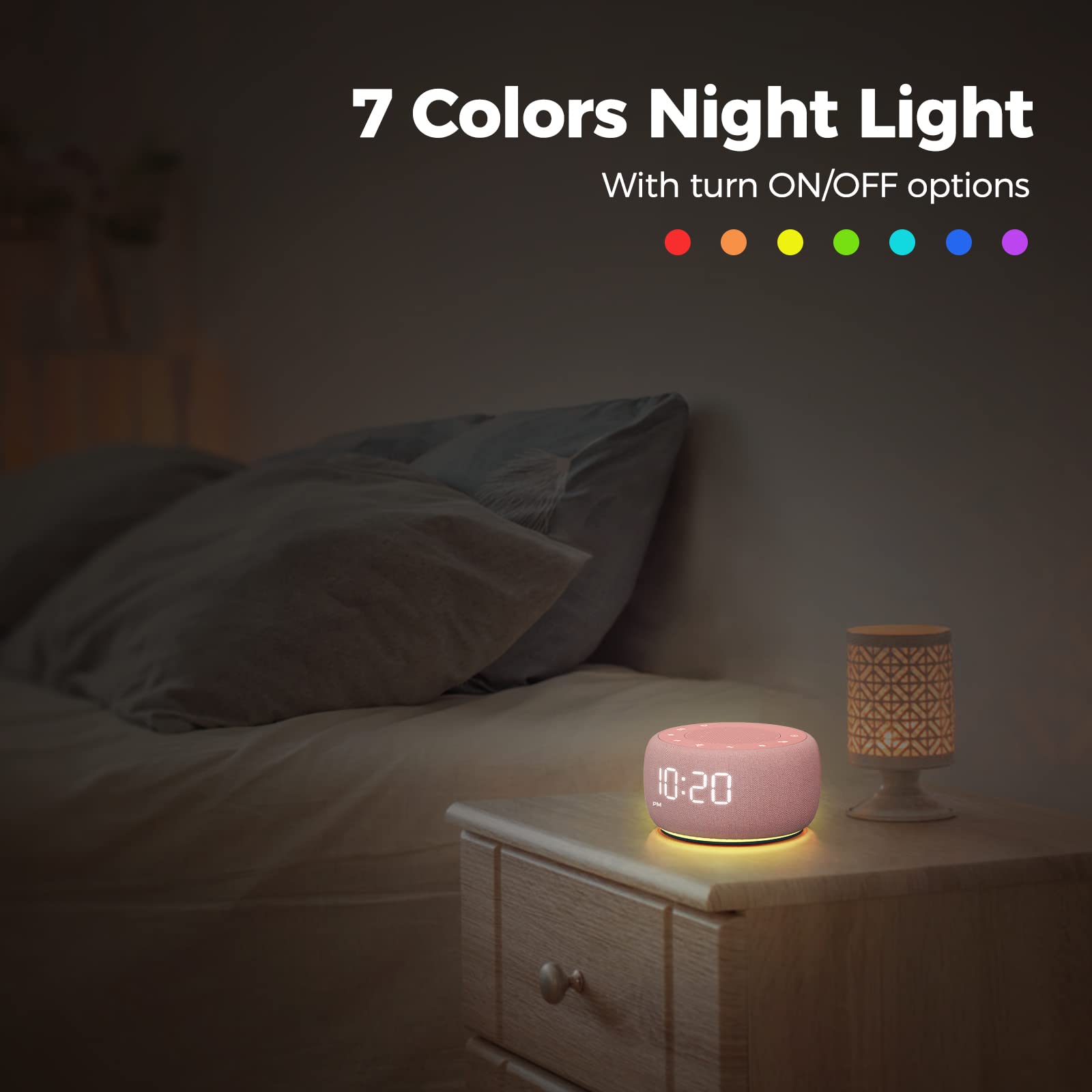 Buffbee Sound Machine & Alarm Clock 2-in-1-0-100% Display Dimmer Under Light Sleep Timer Precise 30-Level Volume Control White Noise Machine product thumbnail 8