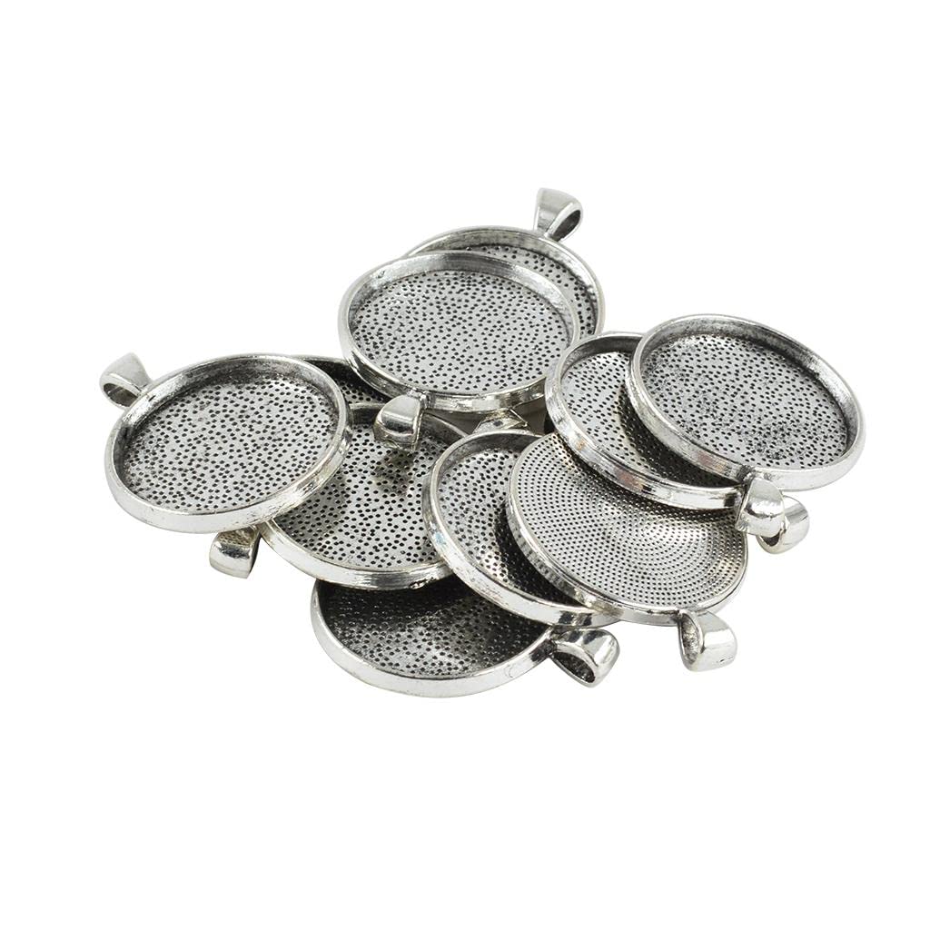 LOOM TREE® 10 Pieces Metal Round Bezel Pendant Trays Blank Bases 30mm Cabochon Settings DIY|Home Improvement|Electrical|Electrical Connectors|Cam-Type Connectors