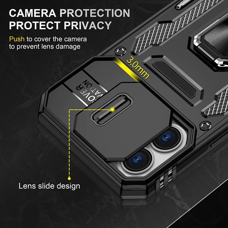 Designed for Apple iPhone 16 Plus case with Kickstand - Heavy Duty Armor Cover with Kickstand - Military Grade iPhone 16 Plus Case - Black