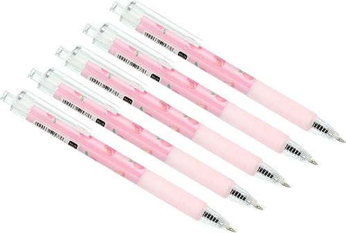 PATIKIL Bolígrafos de gel negros, 12 unidades de punta fina con agarre suave rosa, bola de rodillo de 0.020 in, bolígrafos de tinta de gel de 5.394