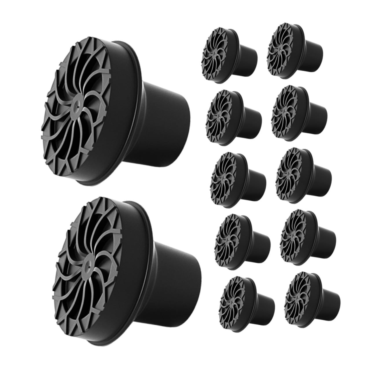 Puntas Antideslizantes para Bastón 12 Mm, Tapas de Goma para Bastones de Trekking, Protectores de Repuesto Negros 12 Piezas Rosca Inferior, Accesorios para Movilidad en Interiores