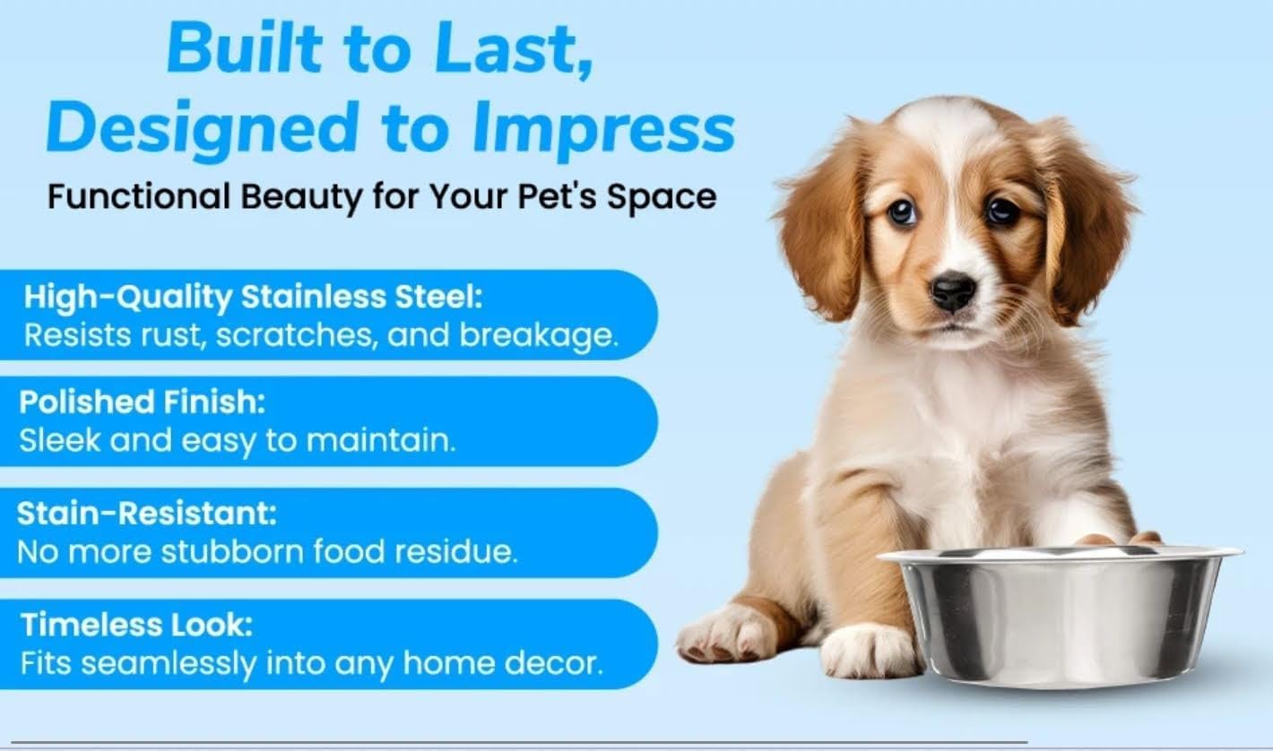 Greendale - Paquete de 2 - Capacidad de 20 tazas - Cuencos de metal de acero inoxidable para perros - Perfecto para comida y agua para perros