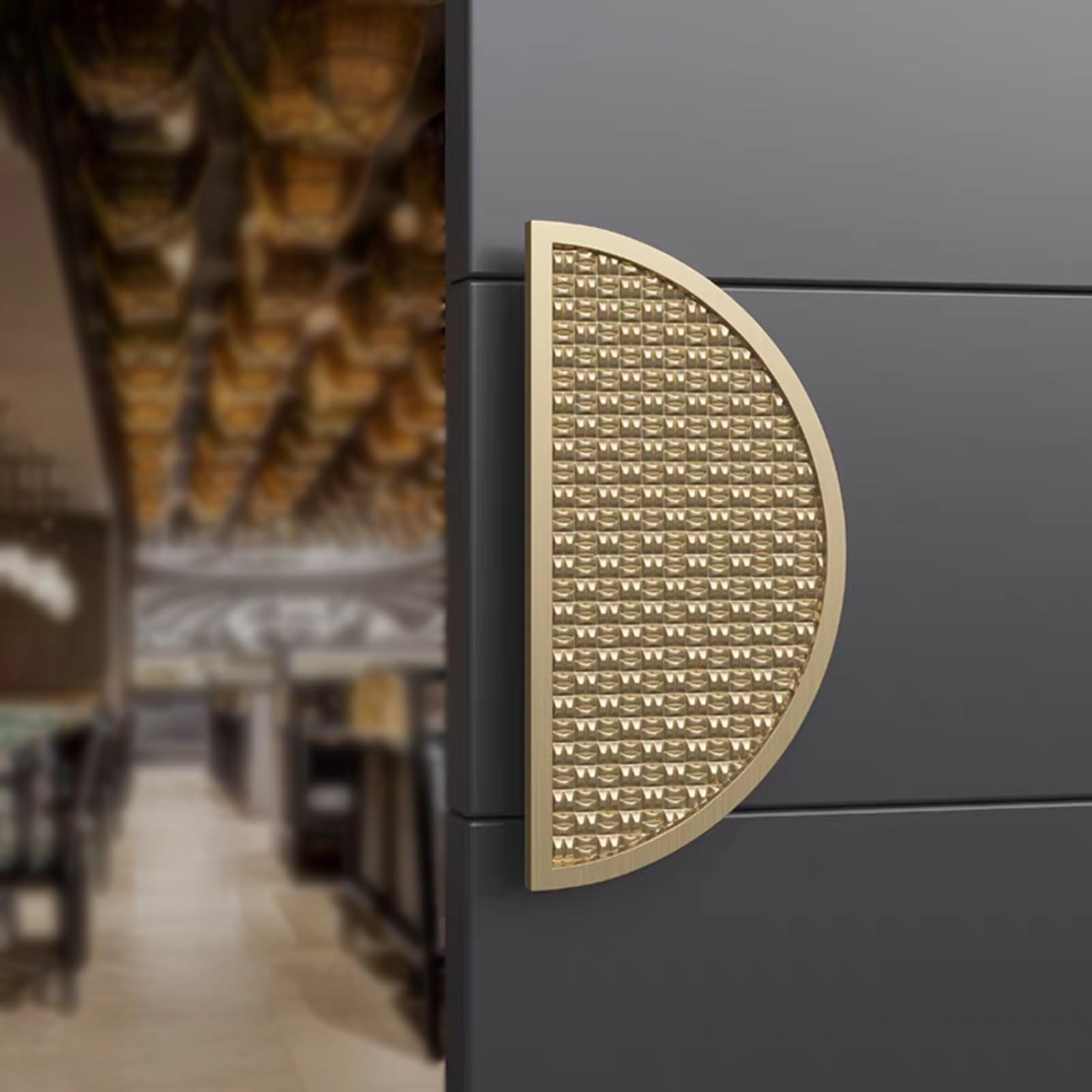 Poignée de porte semi-circulaire en bois doré pour cuisine et grange