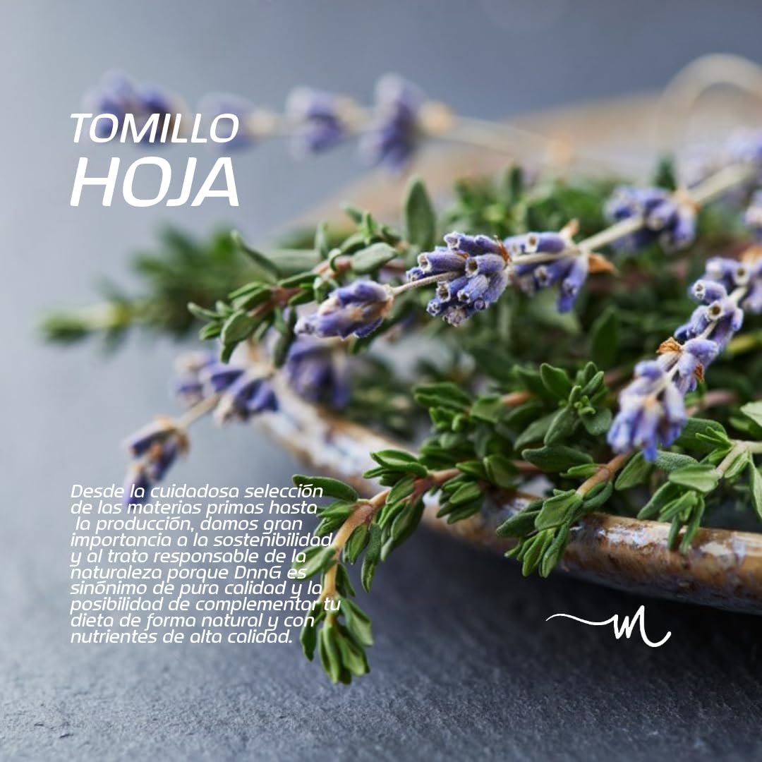 Tomillo Hoja Seco- Tomillo para infusiones y Te- Hojas de tomillo para Aceite de Tomillo- Especias para Hierbas de Provenza- Especies para hacer pizza, ensalada, Tomillo Vegano- Tomillo 100% Natural
