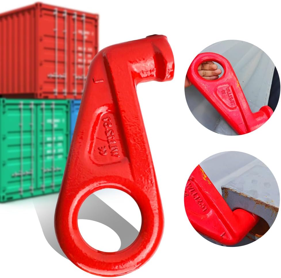 Heavy Duty Container Heavy Duty Container Lifting Hooks 2-Pack 2-Pack - 80 Grade Alloy Steel, 12.5 Ton Single Load Capacity, 45° Left/Right Rotation, for Shipping Terminals/Construction/Industrial Use