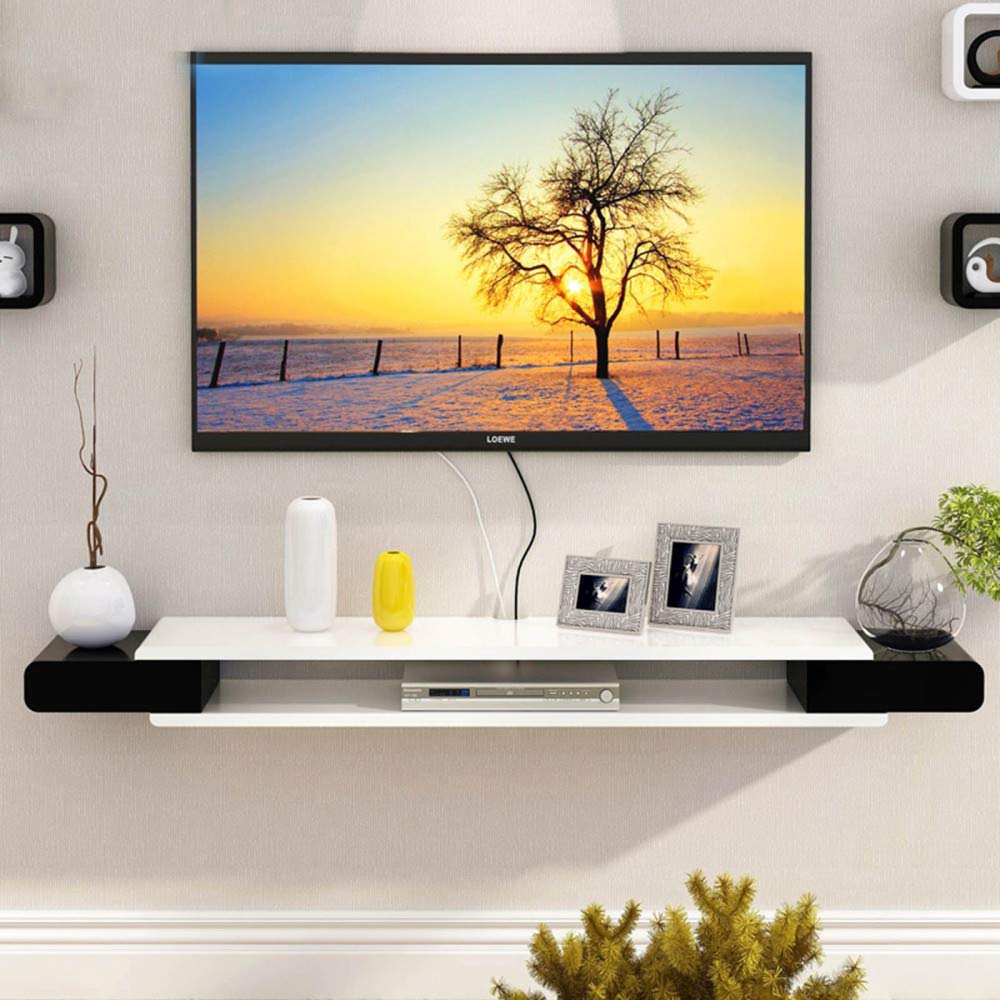 Mensola galleggiante da parete per TV a parete per lettore DVD/Blu-ray, con supporto per TV satellitare, cavo da 150 cm