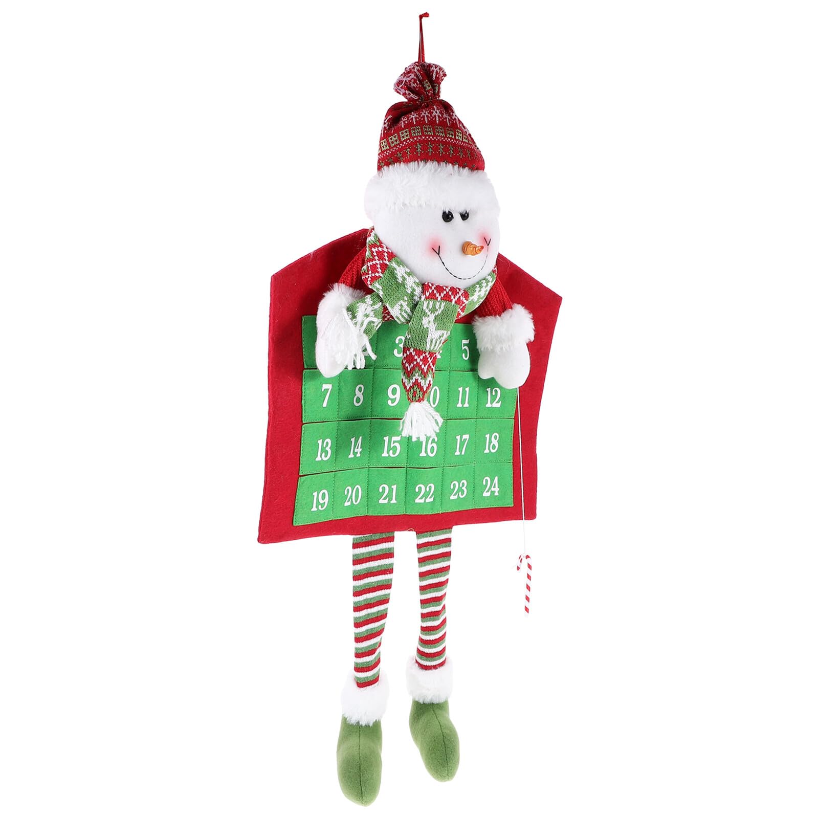 Garneck Calendrier de L’Avent à Suspendre en Tissu Tricoté Décoration Murale de Noël Pendentif Bonhomme de Neige Calendrier Mural Décoratif pour Porte D’Entrée Accessoire Festif de