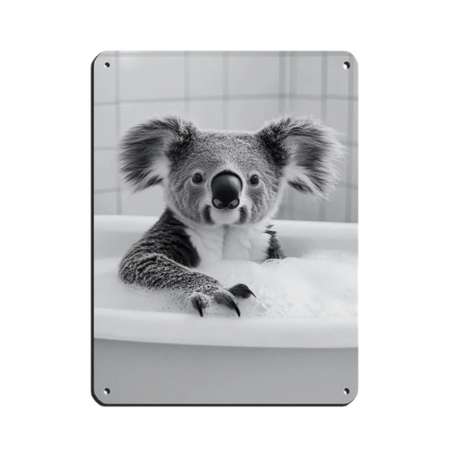 Koala in The Bathtub, Cute Bathroom Art Retro Poster Metal Tin Sign Chic Art Retro Iron Painting Bar People Cave Cafe Family Garage Poster Wall Decoration 12x16inch(30x40cm)