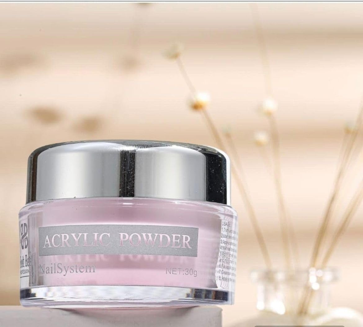 BOLT BEE ACRYLIC POWDER FOR NAIL ART 30 GMS SHADE- PINK,WHITE,CLEAR & NUDE PINK (WHITE)-image-31