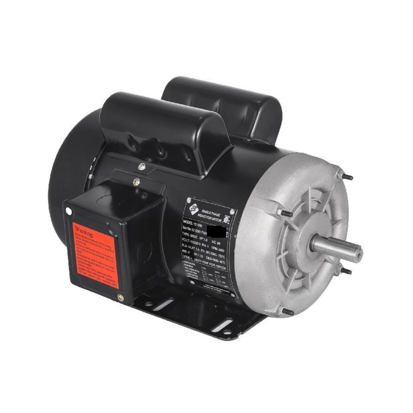 Motor eléctrico de 1,5, monofásico, 2 polos, 115/230V, velocidad nominal, 3450RPM, 56 marcos rotación, CW-CCW for compresores aire, bombas Para uso doméstico