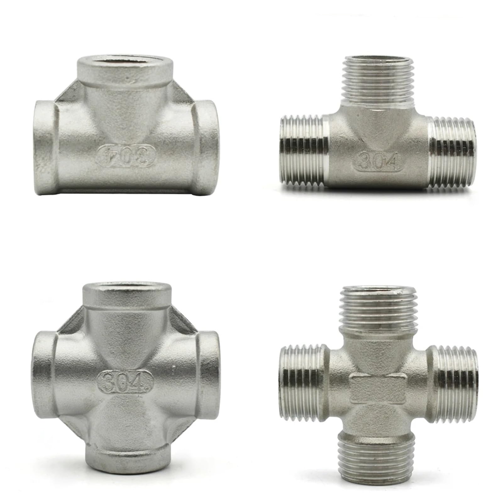 Raccordi in acciaio inossidabile 304 a 3 vie/4 vie/gomiti BSP maschio/femmina filettatura 1/4 "1/2" 3/4 "1" 2 "Butt Conversion Fitting(giunto filettato maschio, 3/8")