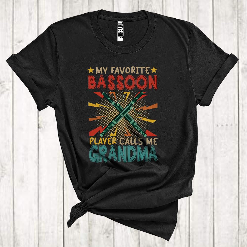 Generic Vintage My Favorite Bassoon Player Calls Me Grandma, Proud Mother's Day Bassoon, Family Unisex T-Shirt Black, Small