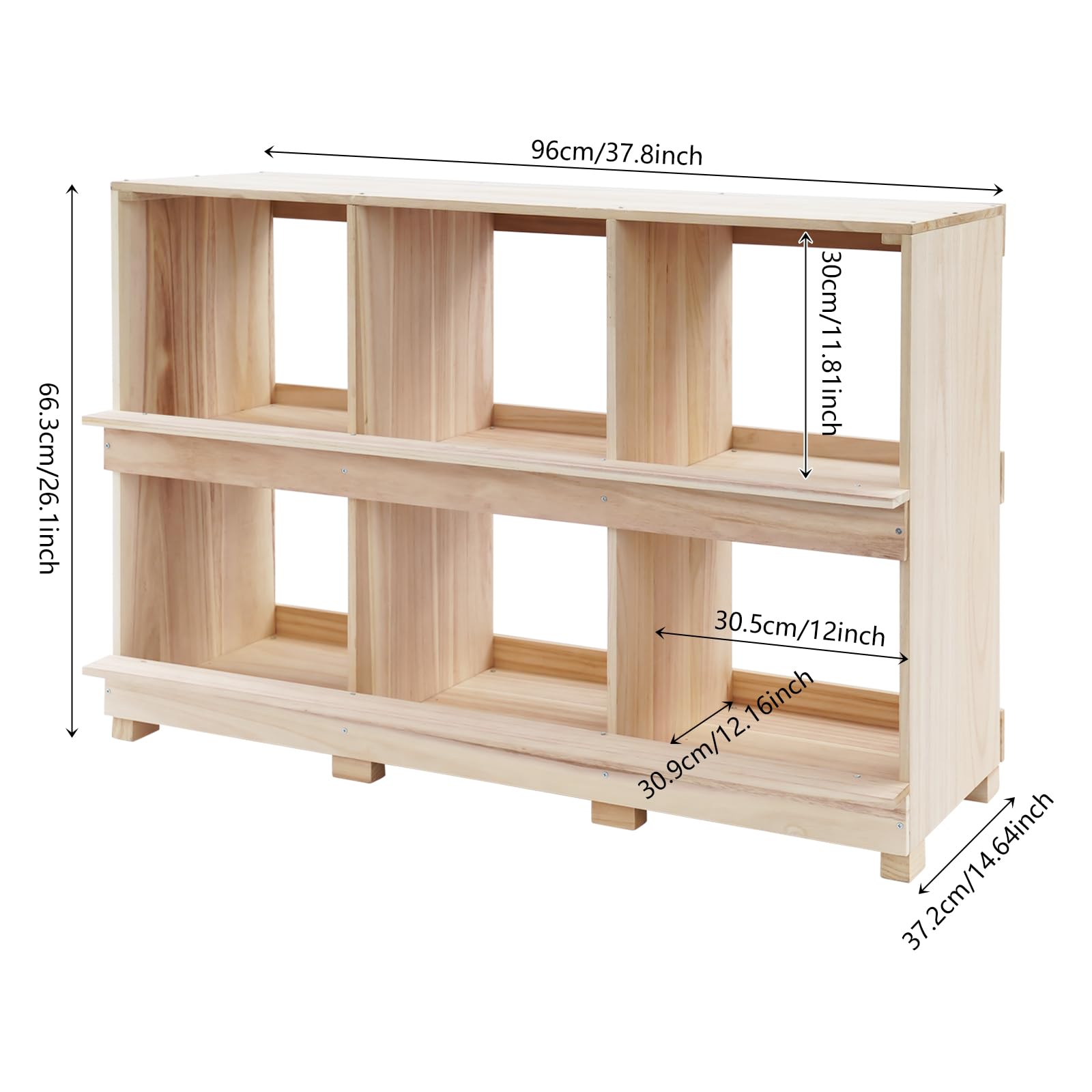 Legenester HüHner Legenest HüHnernest Abrollnest legenester Hühner-Nistkasten aus Holz, 6 Fächer, 96x37,2x66,3 cm, Naturholzfarbe, mit Sitzstange, für Legehennen