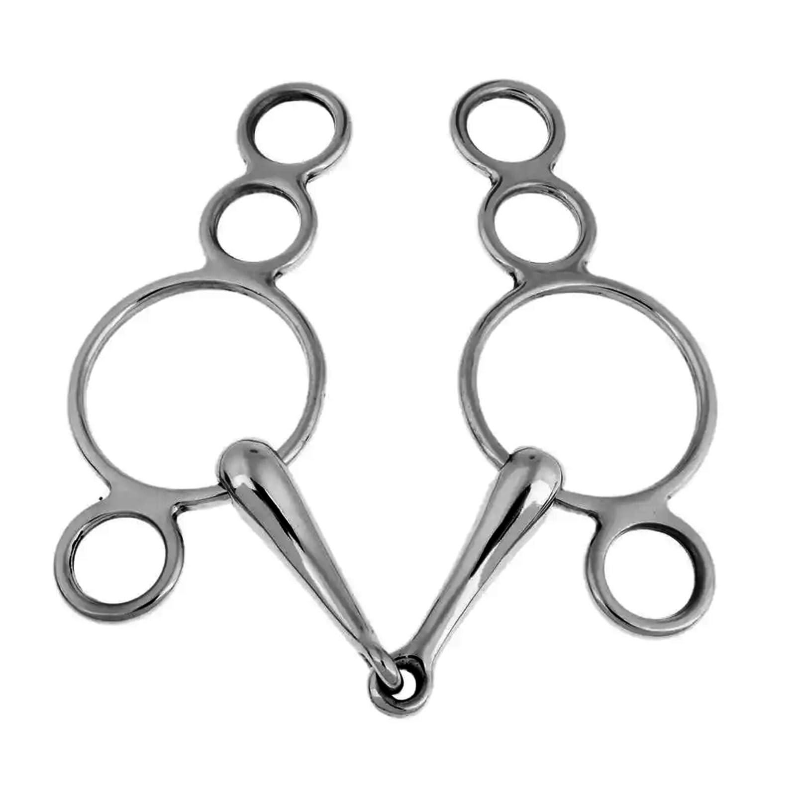 XUZHID Gag Bit?Stainless Steel Gag Bit Horse Bit Jointed Mouth 3 Rings Metal Gag Bit Loose Rings Horse Equipment Easy to Use
